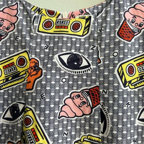 Kenzo Multicolor Girls’ Graphic Short Sleeve Dress, Size 8A - Picture 3 of 11